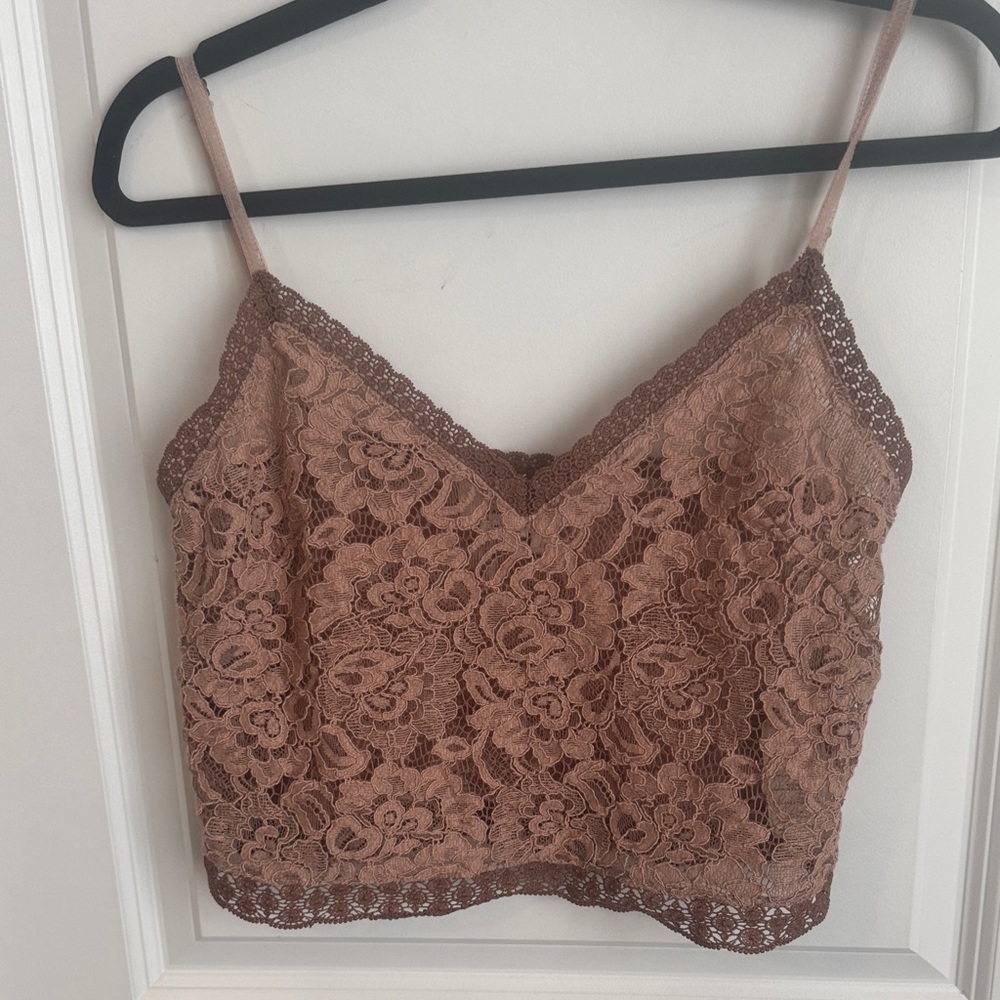 Anthropologie Floral Lace Bandeau in Tan